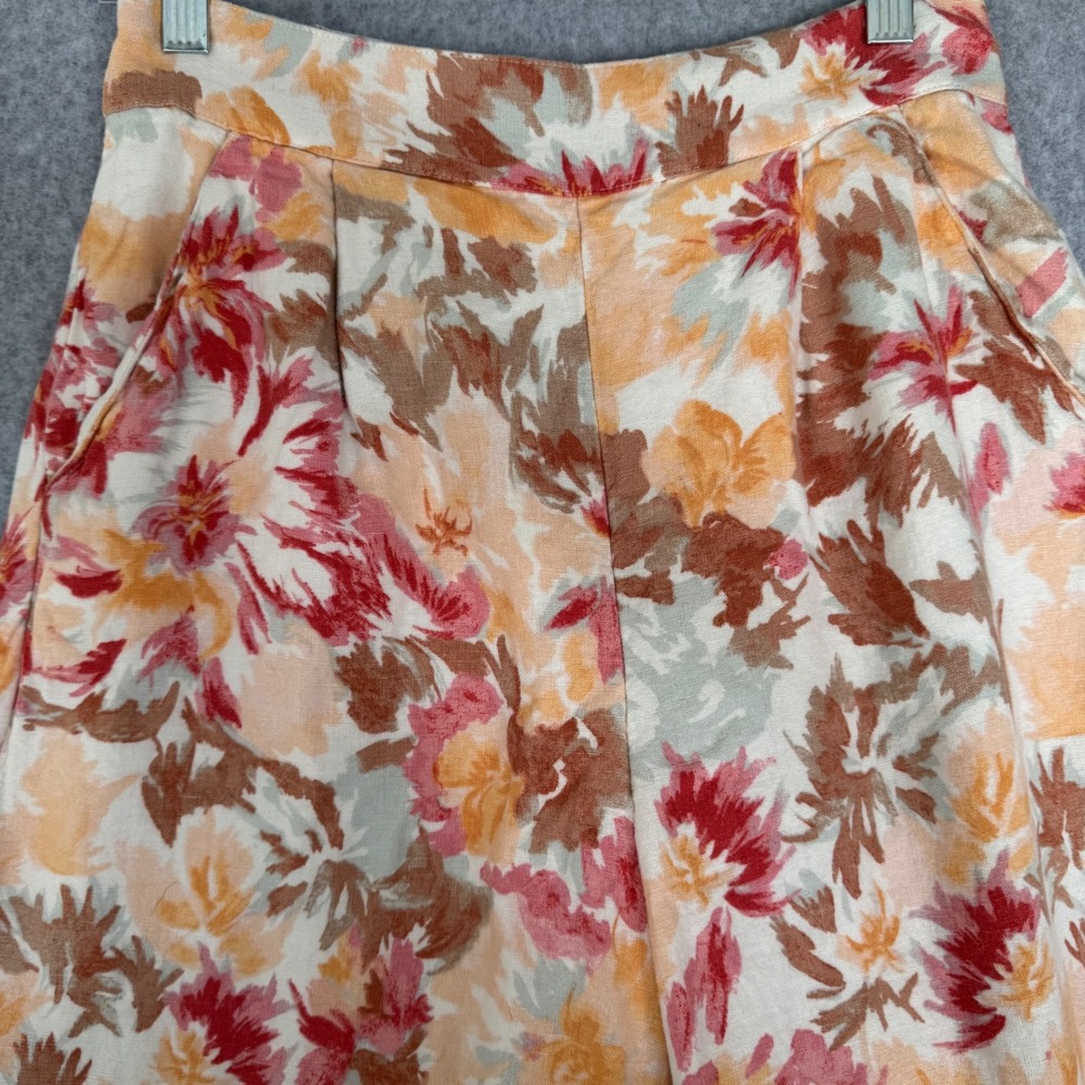Abercrombie & Fitch Floral Wide Leg Pants Women Small Linen Blend Fall Autumn